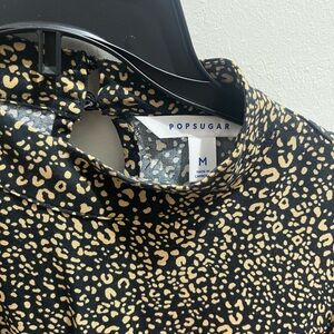 Popsugar Black and Gold Patterned Top